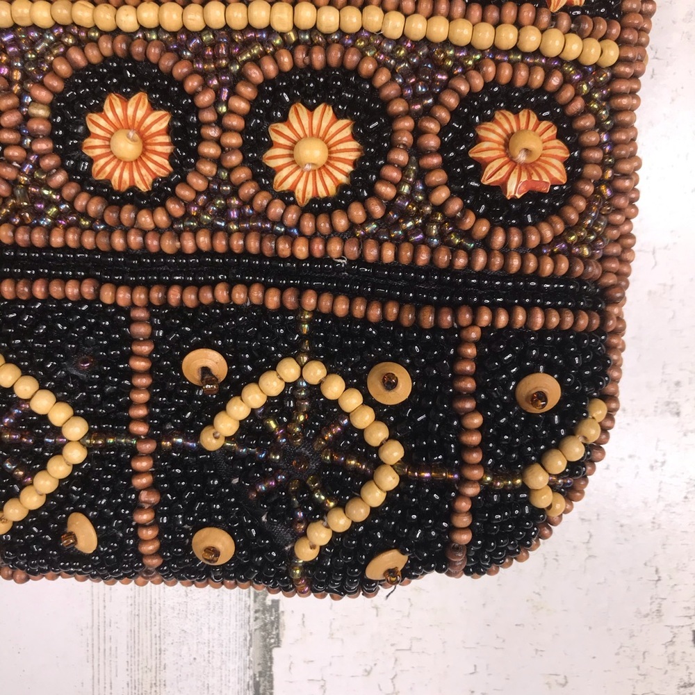 beaded double leather handle shoulder bag - Picture 5 of 7